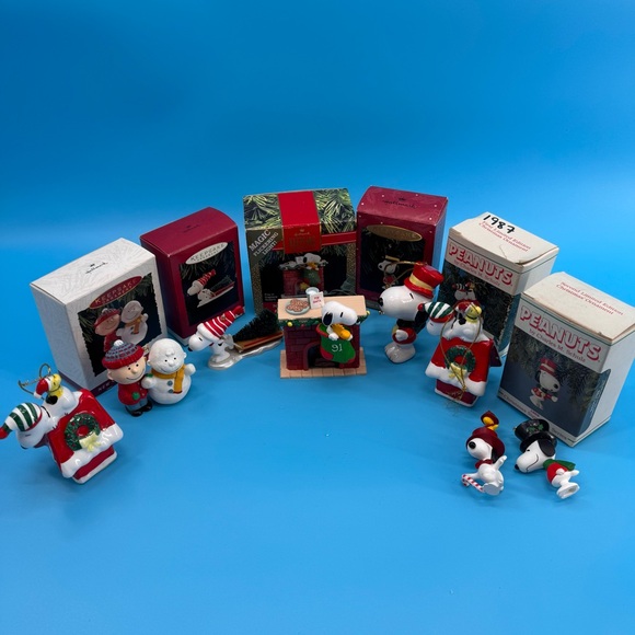 Hallmark Other - Set 8 pcs Vintage Keepsake Hallmark Christmas Ornaments Snoopy